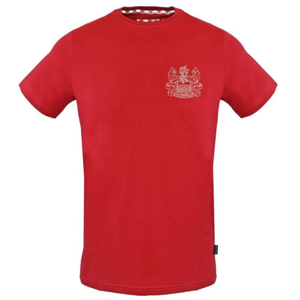 Aquascutum Mens Aldis Stitched Logo T-Shirt / Red